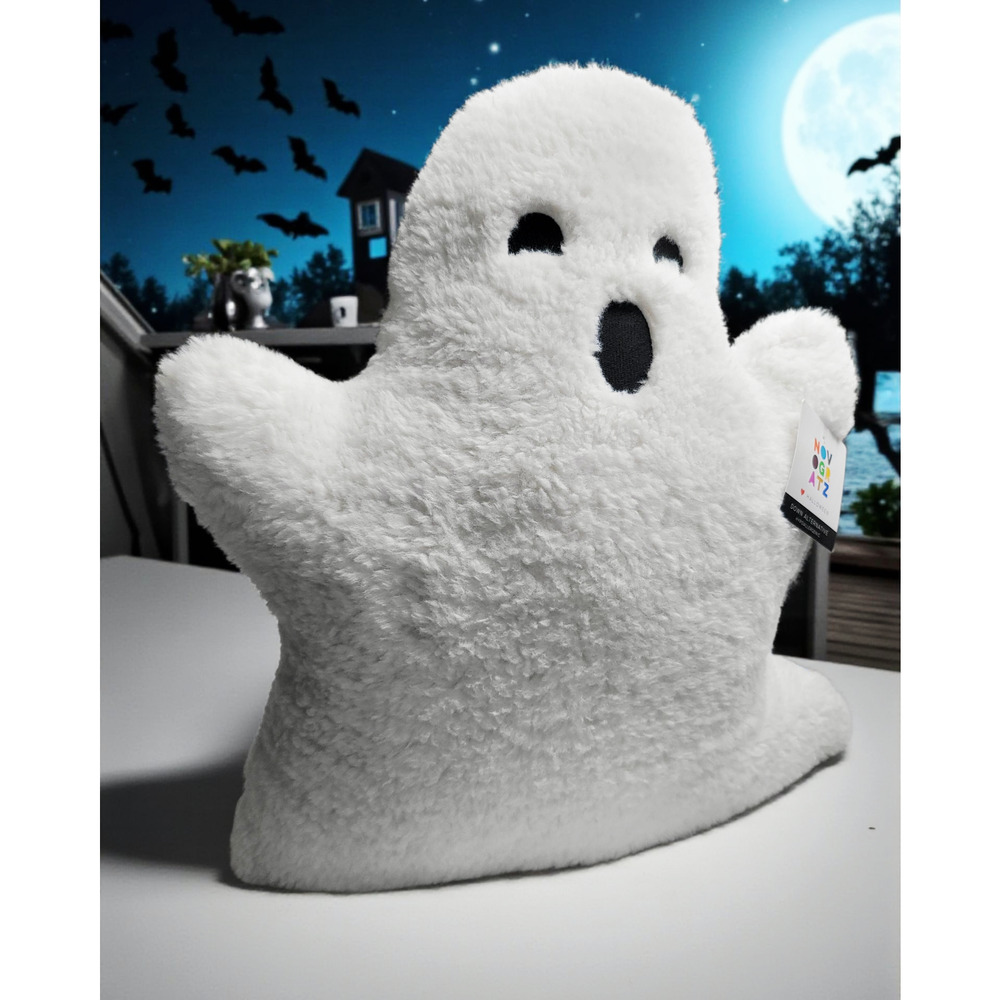 NWT Novogratz Halloween Large White Ghost Soft Sherpa Pillow 19 x 22
